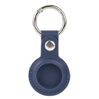 Husa AirTag din Piele ecologica Premium, pentru Protectie, cu Breloc, compatibila Apple, Albastru