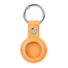 Husa AirTag din Piele ecologica Premium, pentru Protectie, cu Breloc, compatibila Apple, Galben