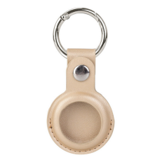 Husa AirTag din Piele ecologica Premium, pentru Protectie, cu Breloc, compatibila Apple, Auriu