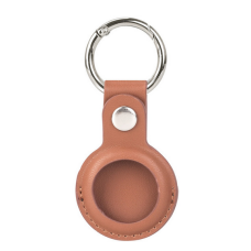 Husa AirTag din Piele ecologica Premium, pentru Protectie, cu Breloc, compatibila Apple, Maro