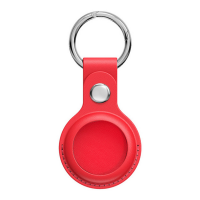 Husa AirTag din Piele ecologica Premium, pentru Protectie, cu Breloc, compatibila Apple, Rosu