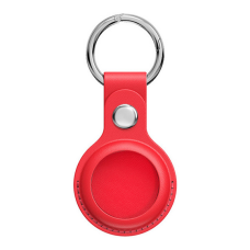 Husa AirTag din Piele ecologica Premium, pentru Protectie, cu Breloc, compatibila Apple, Rosu