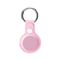 Husa AirTag din Piele ecologica Premium, pentru Protectie, cu Breloc, compatibila Apple, Roz