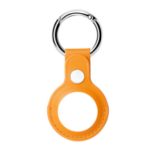 Husa AirTag doua fete din Piele ecologica Premium, pentru Protectie, cu Breloc, compatibila Apple, Galben