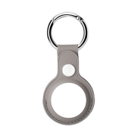 Husa AirTag doua fete din Piele ecologica Premium, pentru Protectie, cu Breloc, compatibila Apple, Gri