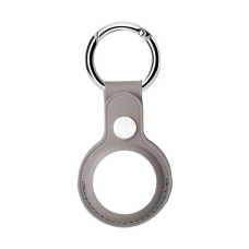 Husa AirTag doua fete din Piele ecologica Premium, pentru Protectie, cu Breloc, compatibila Apple, Gri