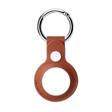 Husa AirTag doua fete din Piele ecologica Premium, pentru Protectie, cu Breloc, compatibila Apple, Maro
