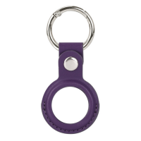 Husa AirTag doua fete din Piele ecologica Premium, pentru Protectie, cu Breloc, compatibila Apple, Mov