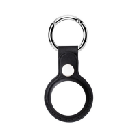 Husa AirTag doua fete din Piele ecologica Premium, pentru Protectie, cu Breloc, compatibila Apple, Negru