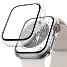Folie Protectie cu husa pentru Apple Watch Series 7 8 9 45mm, Plastic, Transparent