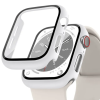 Folie Protectie cu husa pentru Apple Watch Series 7 8 9 45mm, Plastic, Alba