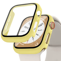 Folie Protectie cu husa pentru Apple Watch Series 7 8 9 45mm, Plastic, Galbena