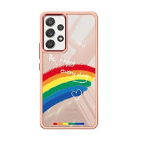 Husa spate Silicon compatibil cu Samsung Galaxy A54 5G, Roz Model Be Happy