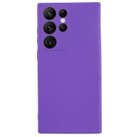 Husa spate silicon cu interior catifelat, TPU compatibil cu Samsung Galaxy S22 Ultra 5G S908, Mov inchis