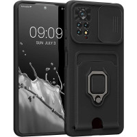 Husa spate silicon TPU Anti-soc, Capac glisant pentru camere, Acoperire completa, Inel de prindere, Magnet, compatibil cu Samsung Galaxy A23 5G A236 / A23 A235, Neagra